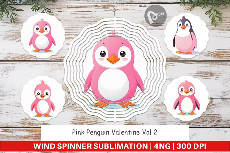 Wind Spinner Pink Penguin Valentine