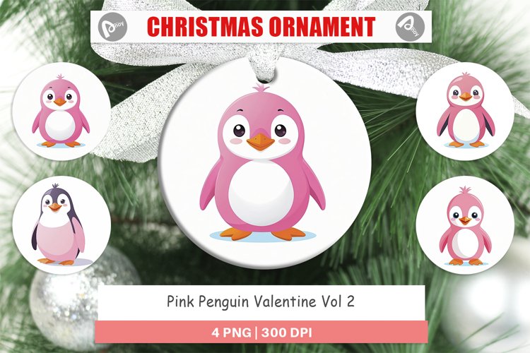 Ornament Pink Penguin Valentine example image 1