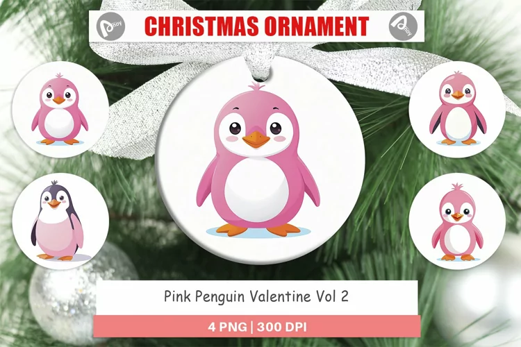 Ornament Pink Penguin Valentine
