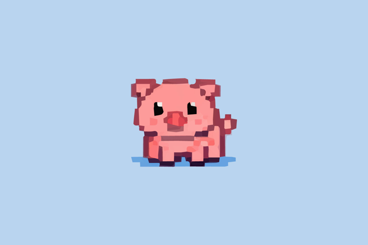 Pink Pig Pixel Art Design Vector