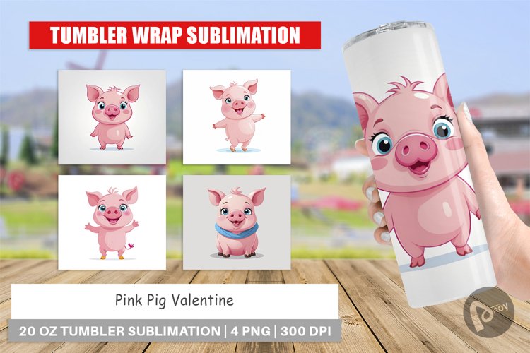 Tumbler Pink Pig Valentine
