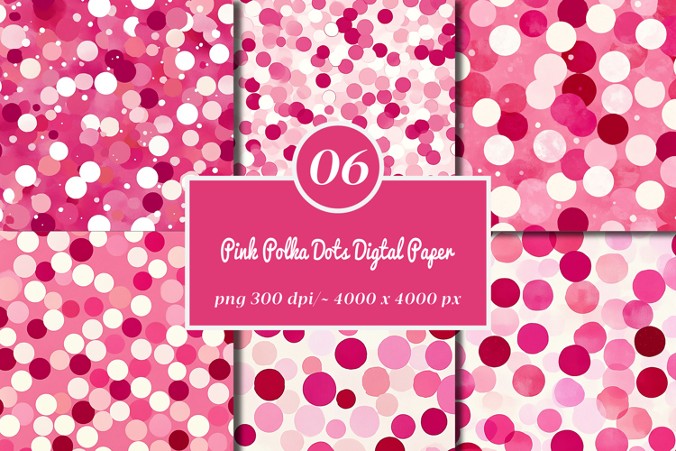 Pink Polka Dots Digtal Paper