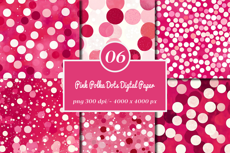 Pink Polka Dots Digtal Paper