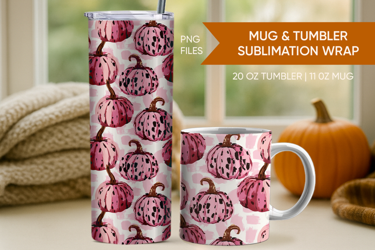 Fall Pumpkin Tumbler wrap, Fall pumpkin mug, thanksgiving