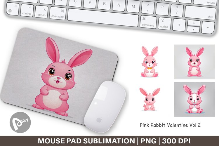 Mouse Pad Pink Rabbit Valentine