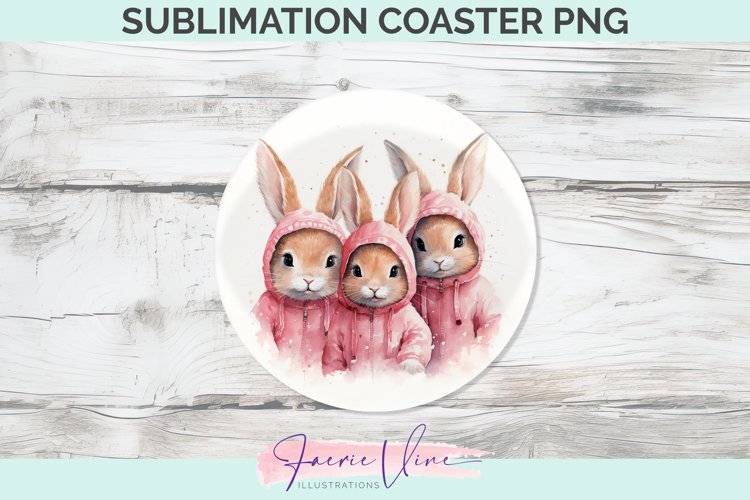 Rabbits Sublimation Round Coaster example image 1