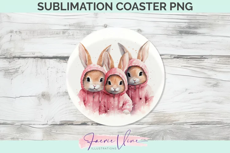 Rabbits Sublimation Round Coaster