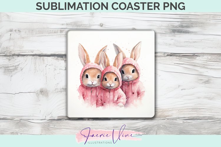 Rabbits Sublimation Square Coaster