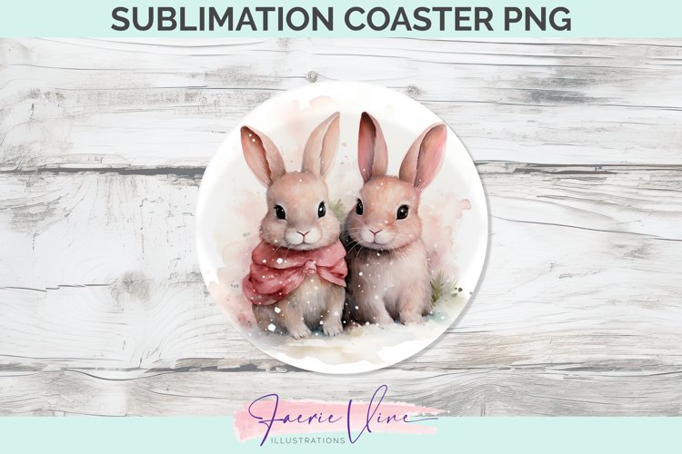 Rabbits Sublimation Round Coaster example image 1