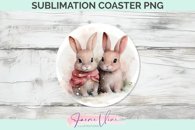 Rabbits Sublimation Round Coaster