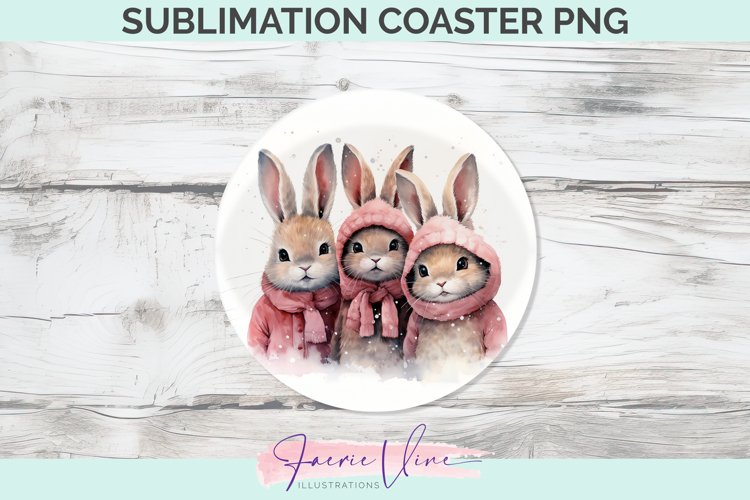 Rabbits Sublimation Round Coaster example image 1