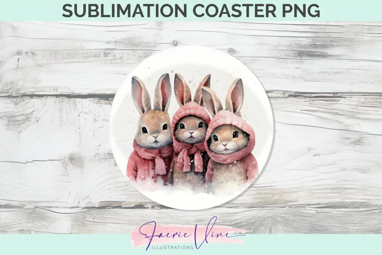 Rabbits Sublimation Round Coaster
