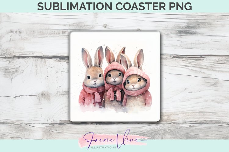 Rabbits Sublimation Square Coaster