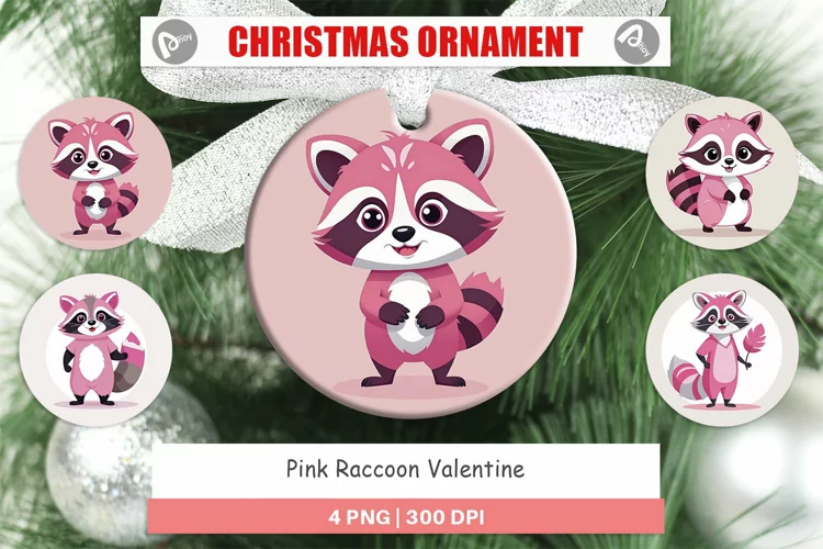 Ornament Pink Raccoon Valentine