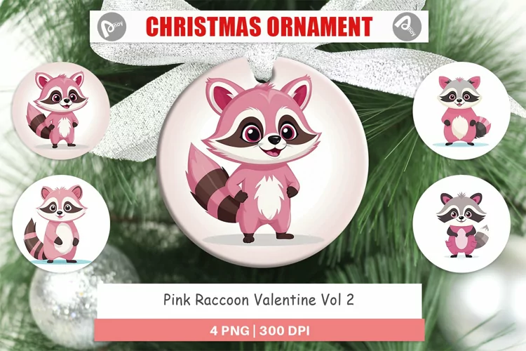 Ornament Pink Raccoon Valentine