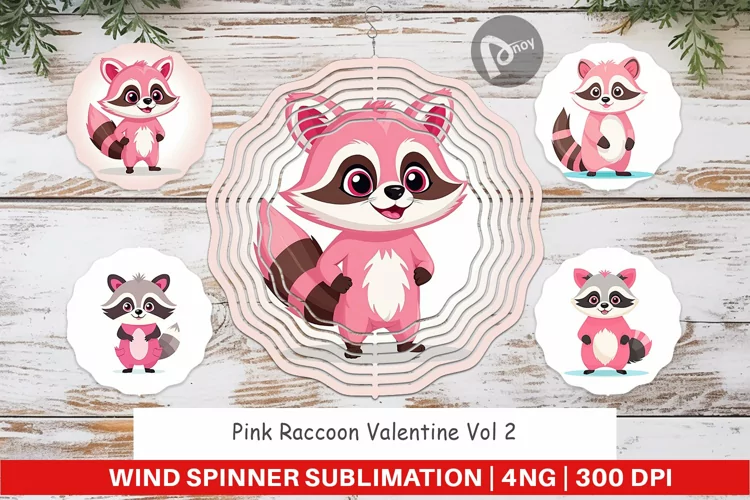 Wind Spinner Pink Raccoon Valentine