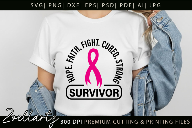 Breast Cancer Awareness SVG Pink Ribbon SVG Faith Hope Cure