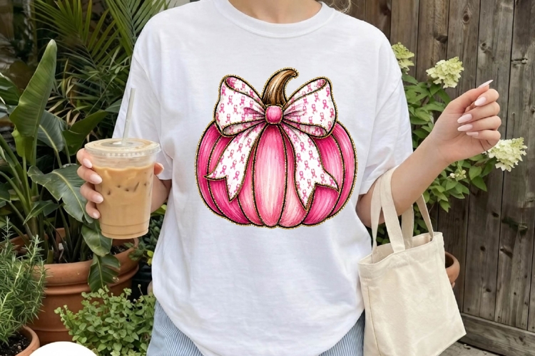 Pink Ribbon Pumpkin Breast Cancer Clipart example image 1