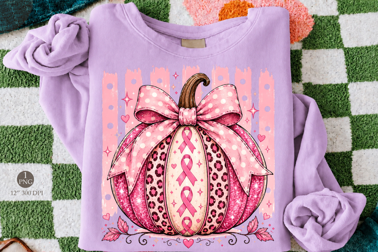Pink Ribbon Pumpkin PNG,Breast Cancer Awareness Bow Design
