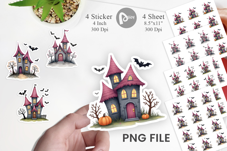 Pink Haunted House Sticker
