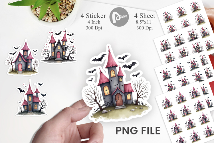 Pink Haunted House Sticker