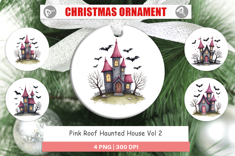 Pink Haunted House Ornament
