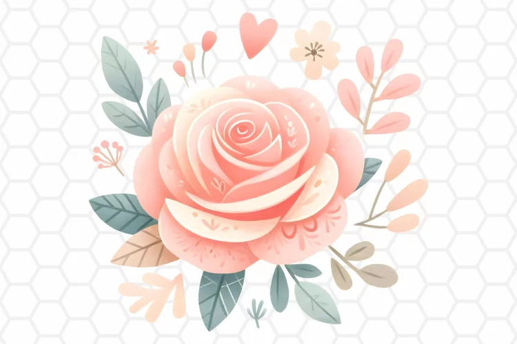 Pink Rose Watercolor Clipart - Flower PNG Clipart