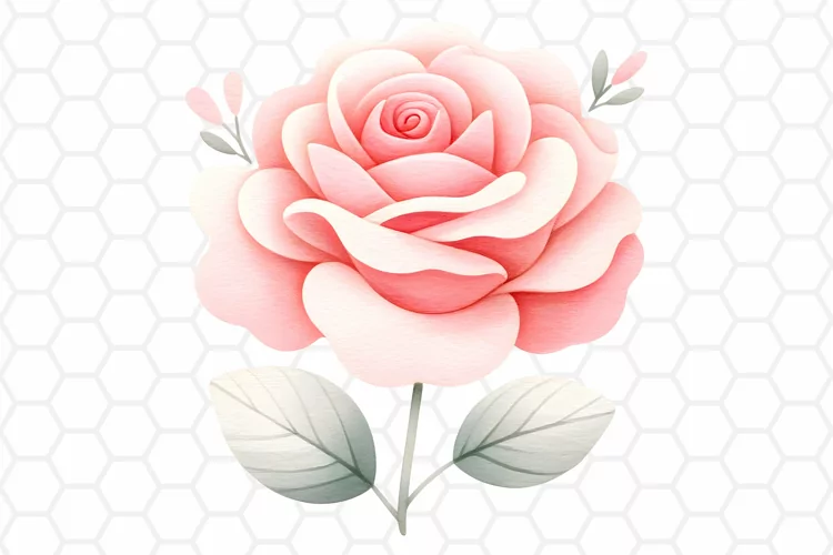 Pink Rose Watercolor Clipart - Flower PNG Clipart