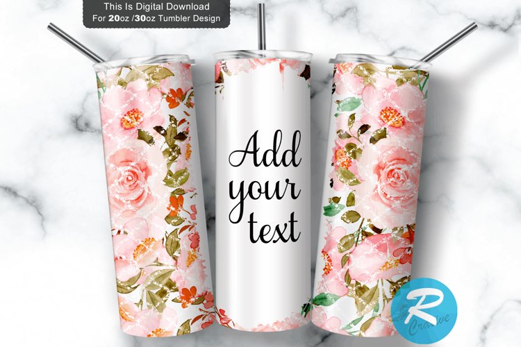 Pink Roses Floral Tumbler 20oz/30oz Skinny Tumbler PNG