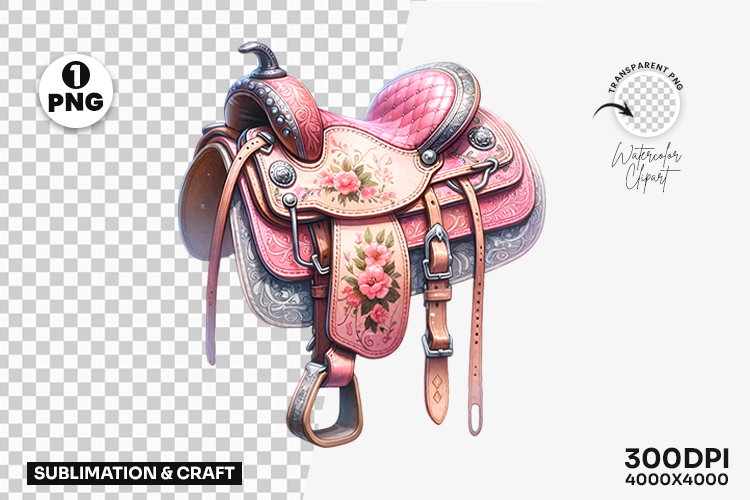 Pink Saddle Cowgirl Clipart PNG Sublimation Design