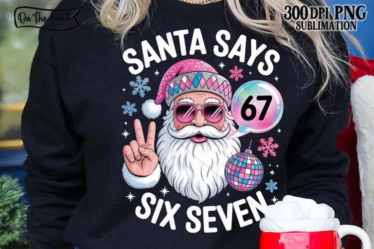 Santa Says 67 PNG Christmas Sublimation DTF Print Pink