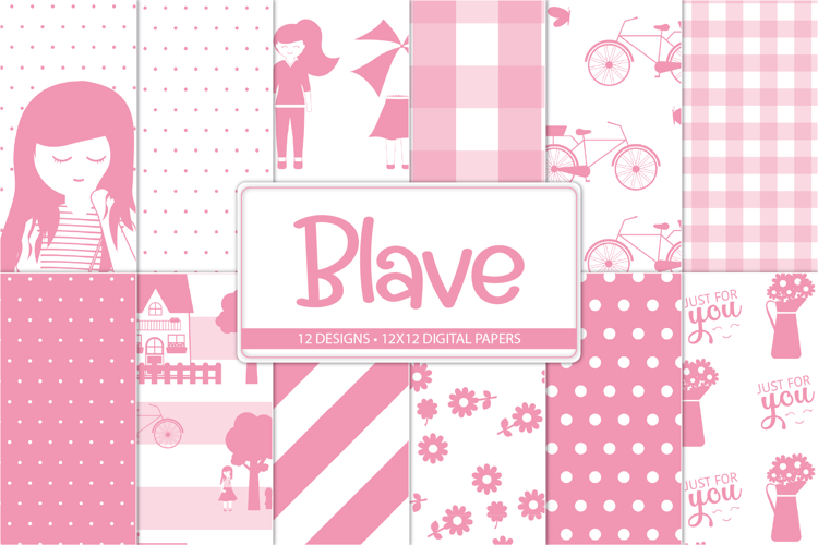 Pink Scrapbook Paper Cute Girl Pattern Background Pack