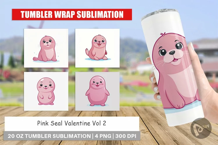 Tumbler Pink Seal Valentine