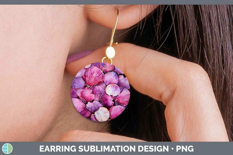 Pink Seashell Round Earrings Sublimation Earrings Designs