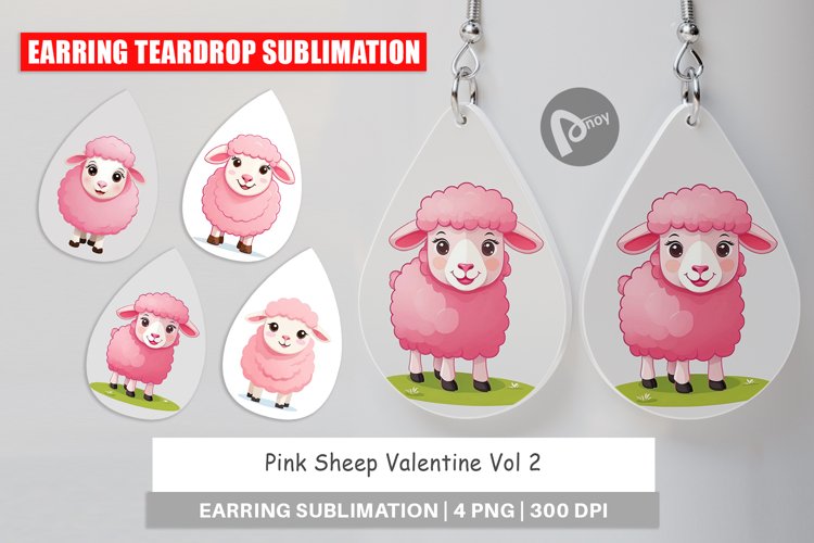 Earring Pink Sheep Valentine