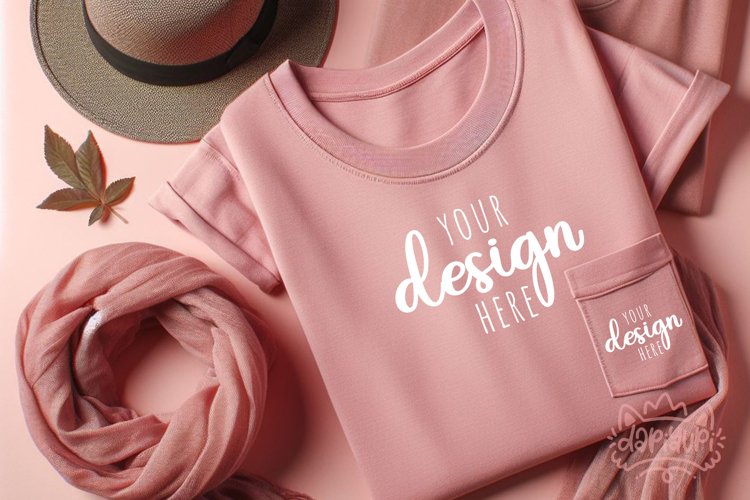 Pink T-Shirt Mockup | Valentine's Dat T-Shirt Mockup example image 1