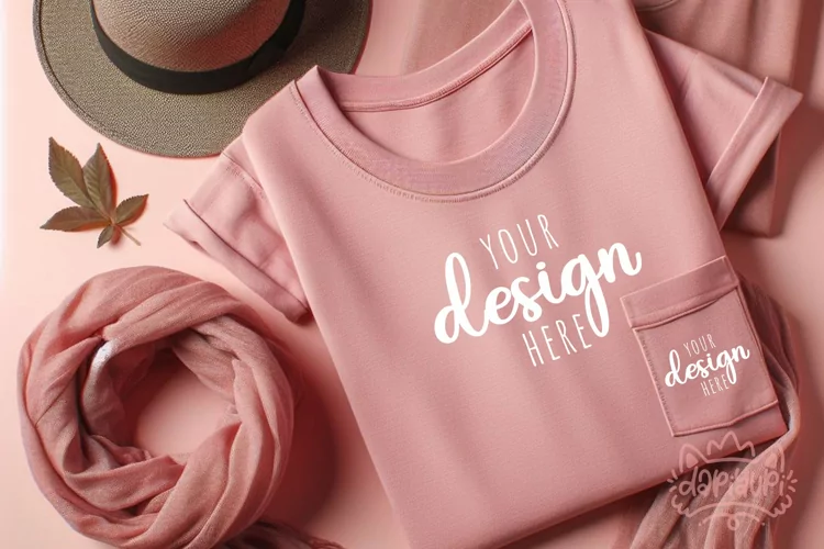 Pink T-Shirt Mockup | Valentine's Dat T-Shirt Mockup