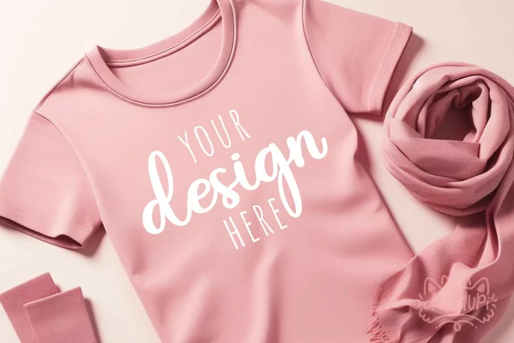 Pink T-Shirt Mockup | Valentine's Dat T-Shirt Mockup