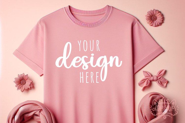 Pink T-Shirt Mockup | Valentines Dat T-Shirt Mockup
