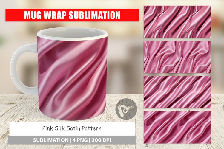 Mug Wrap Design Pink Silk Pattern