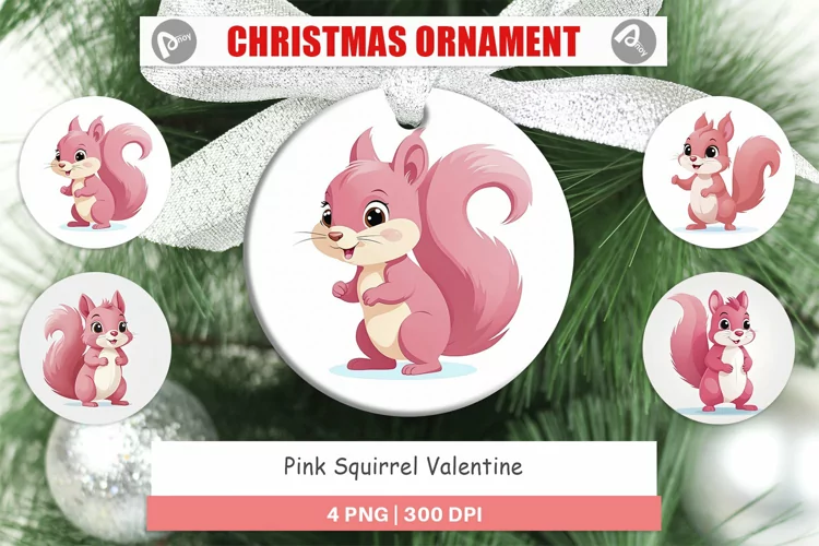 Ornament Pink Squirrel Valentine