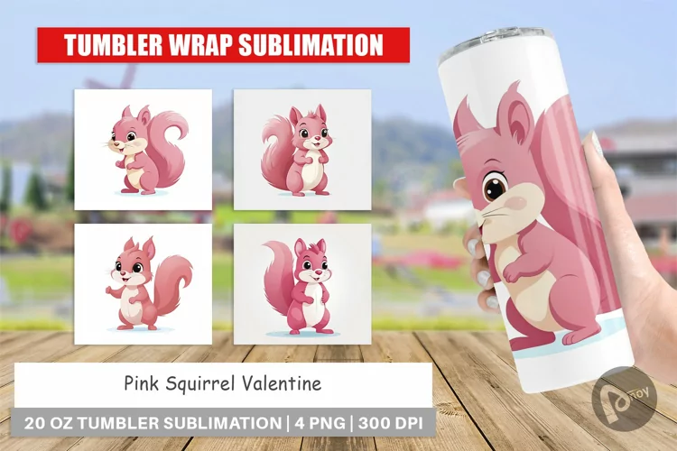 Tumbler Pink Squirrel Valentine