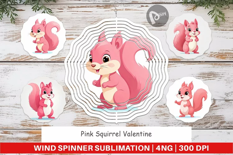 Wind Spinner Pink Squirrel Valentine