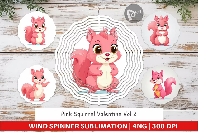 Wind Spinner Pink Squirrel Valentine