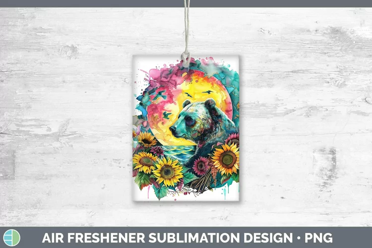 Pink Summer Bear Air Freshener Sublimation Car Freshener Des