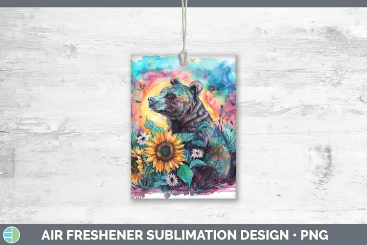 Pink Summer Bear Air Freshener Sublimation Car Freshener Des