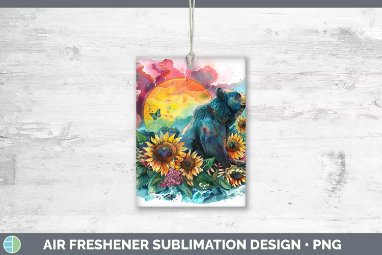 Pink Summer Bear Air Freshener Sublimation Car Freshener Des