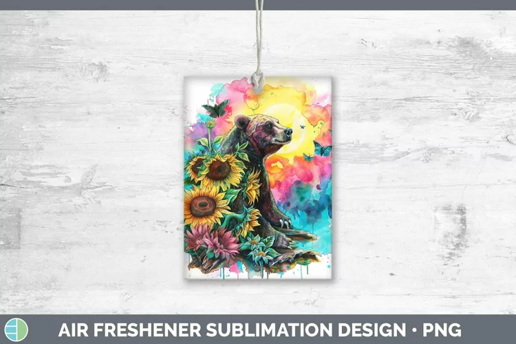 Pink Summer Bear Air Freshener Sublimation Car Freshener Des