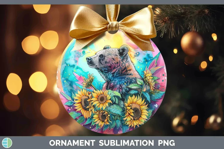 Pink Summer Bear Ornament Sublimation Bauble Designs