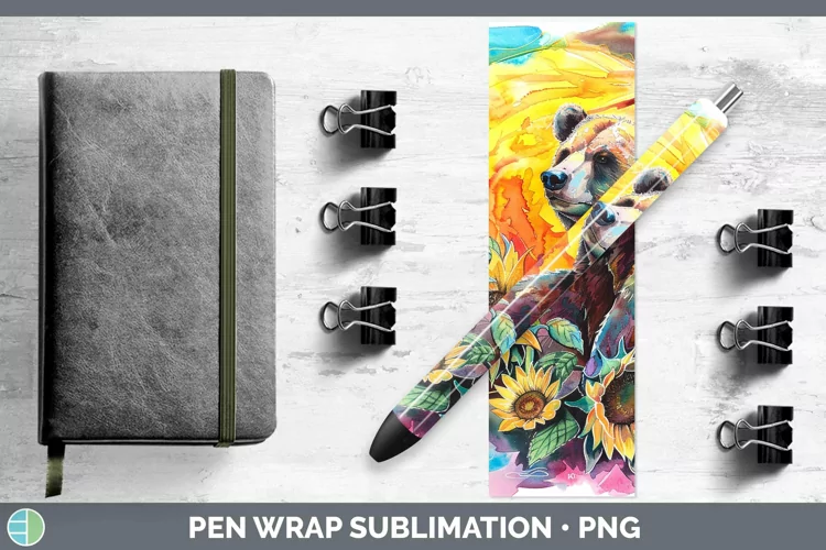 Pink Summer Bear Pen Wrap Sublimation Epoxy Pen Designs